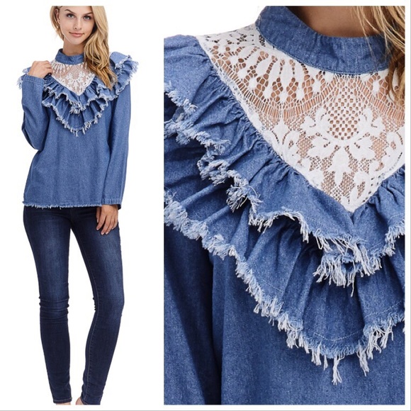 JJ's Fairyland Tops - Sweetheart Denim Boho Top